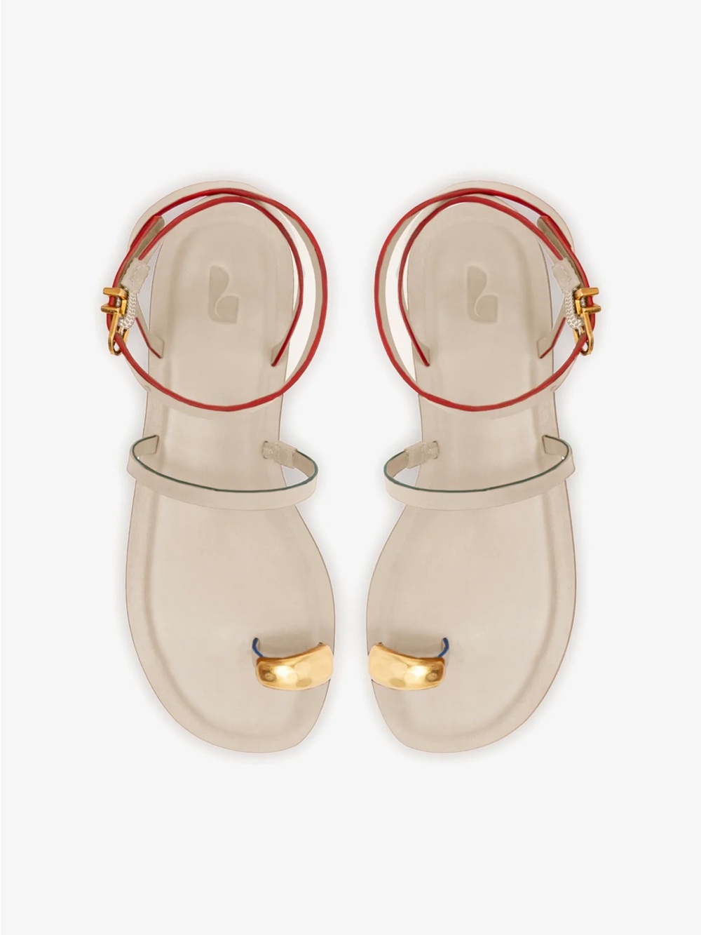 NWT Larroude Biarritz Flat Sandal In Ivory Leather Size 8.5